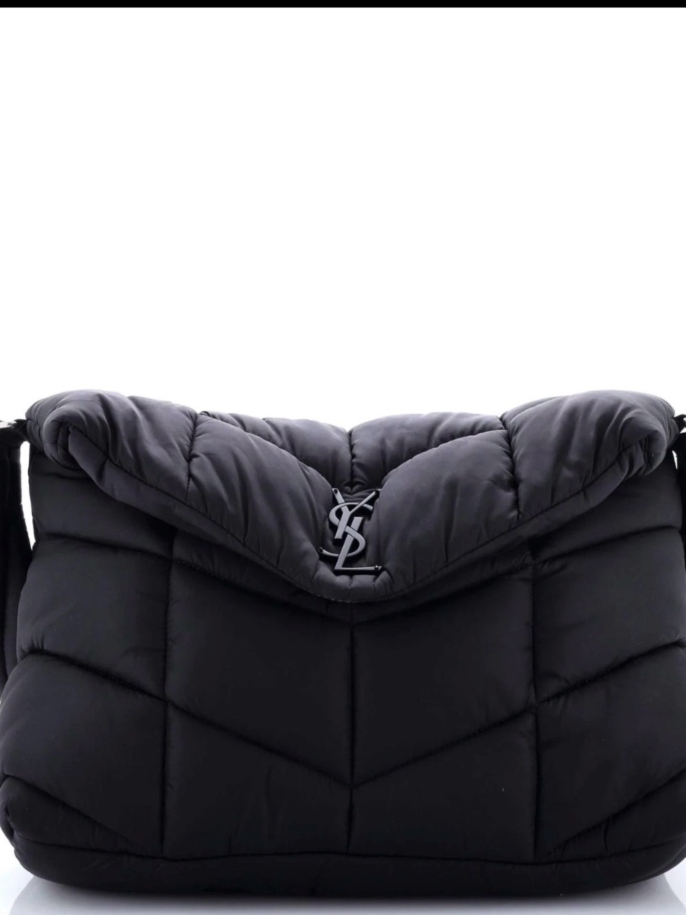 Saint Laurent Black Quilted Puffy Hobo Bag with YSL Logo